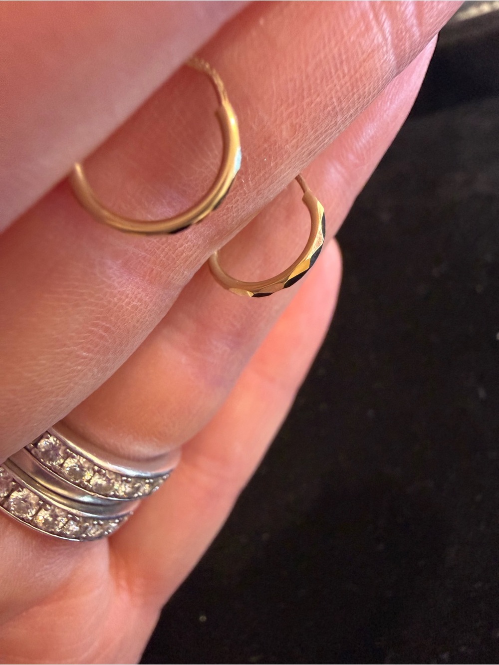10k Gold Diamond Cut Hoop Earrings